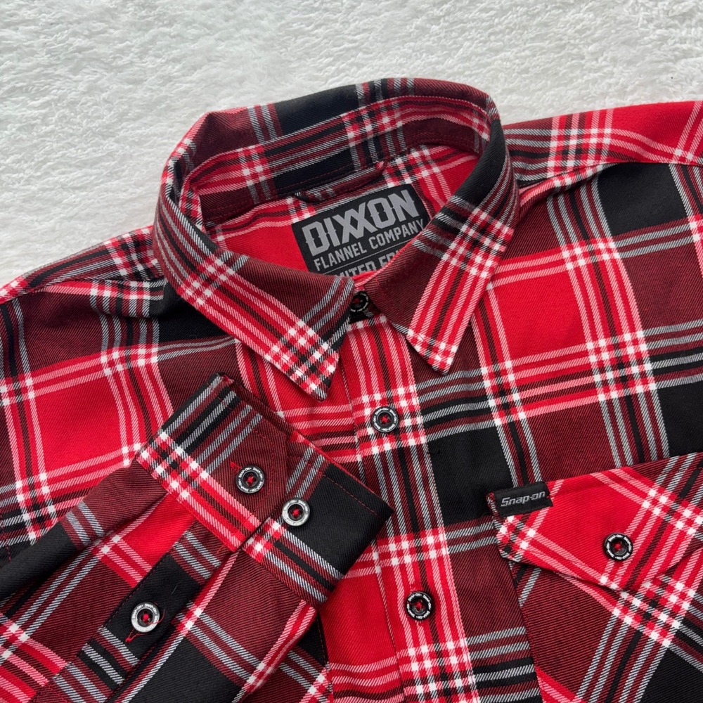 Dixxon Flannel Co Snap-on Limited Edition Red Black Plaid D-Tech Shirt Mens M